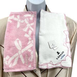 New tag 2 Towels Givenchy & Lanvin Collection 11" Pink white Heart Embroid (30)